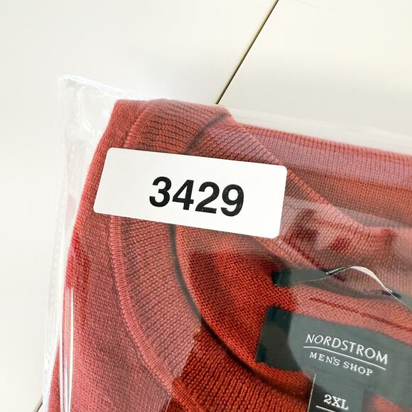 Nordstrom Merino Wool Red Lightweight Mens Sweater - XXL 2XL - Picture 8 of 8